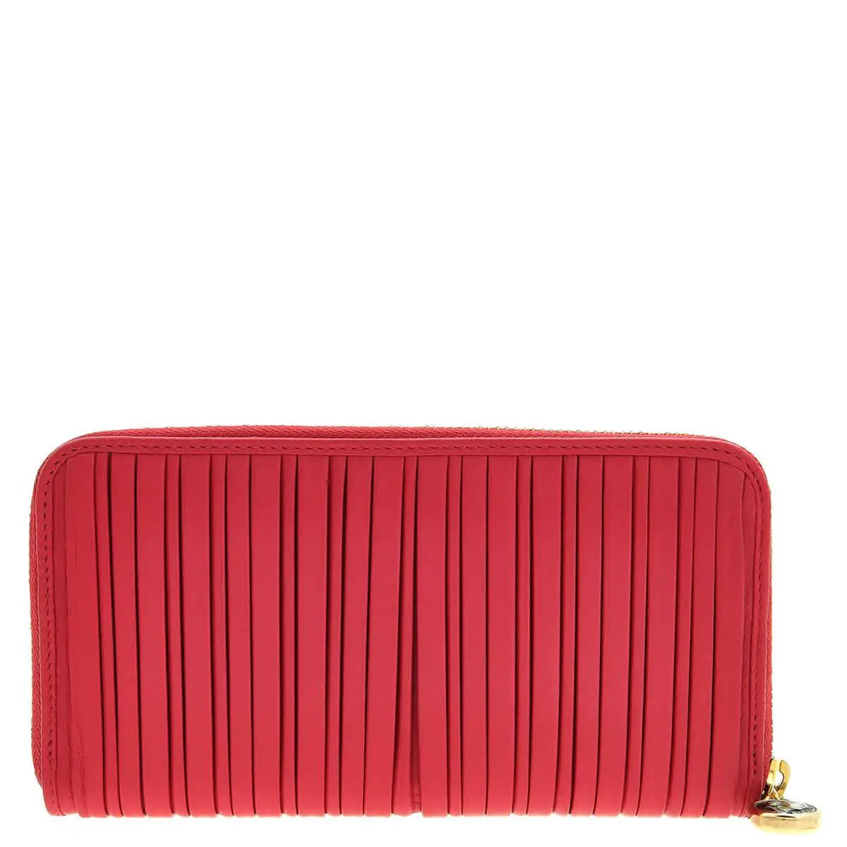 Bvlgari Plisse Monete Leather Zip Around Wallet 37355
