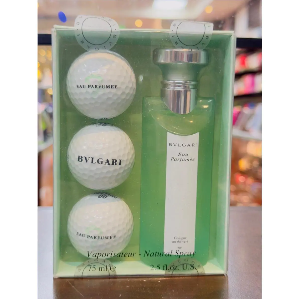 Bvlgari Cologne Au The Vert Perfume Set 2.5 oz + 3 Golf Balls.sealed. Real