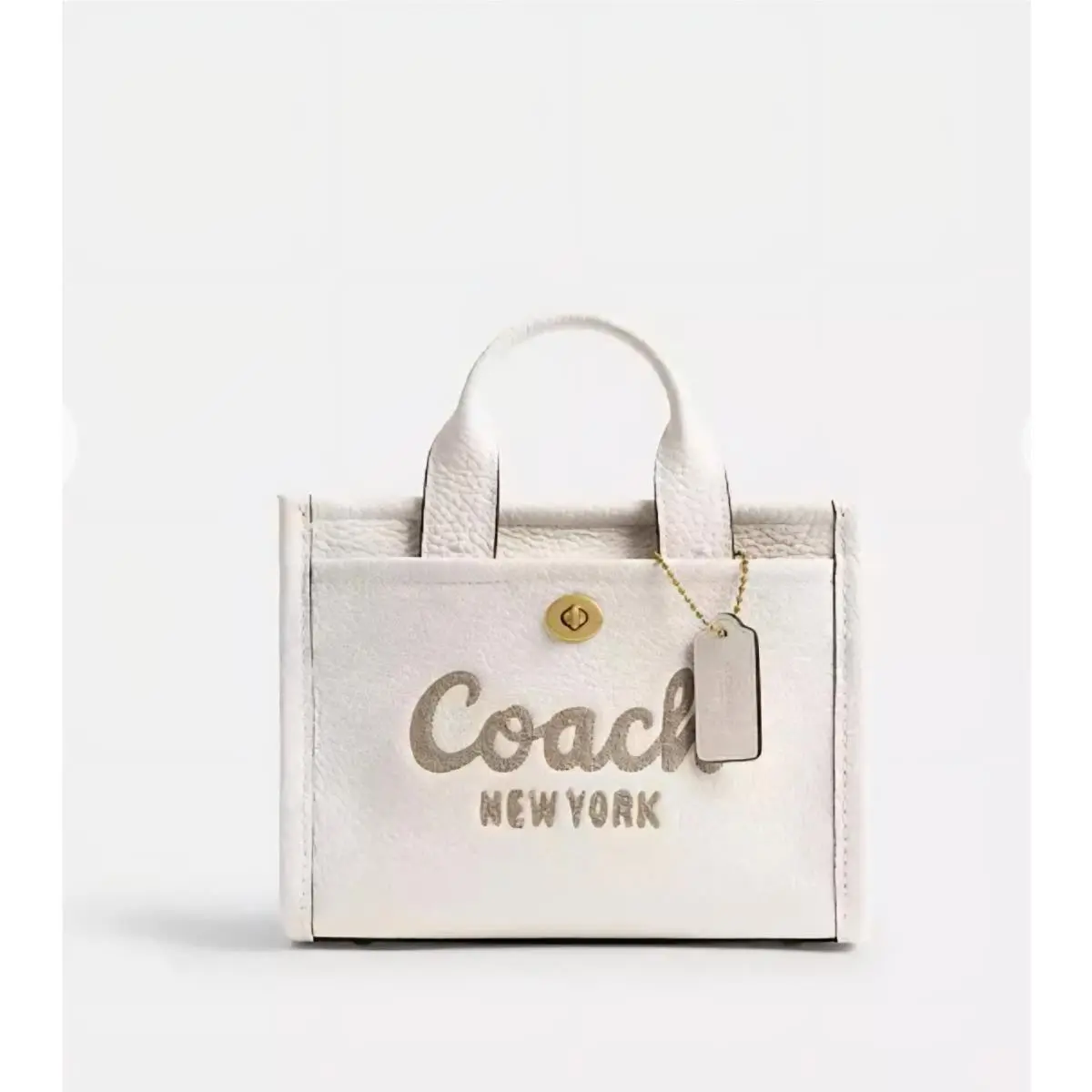 Coach Cargo Tote Bag 20 Chalk Leather Logo Handbag CAO26 White Zip