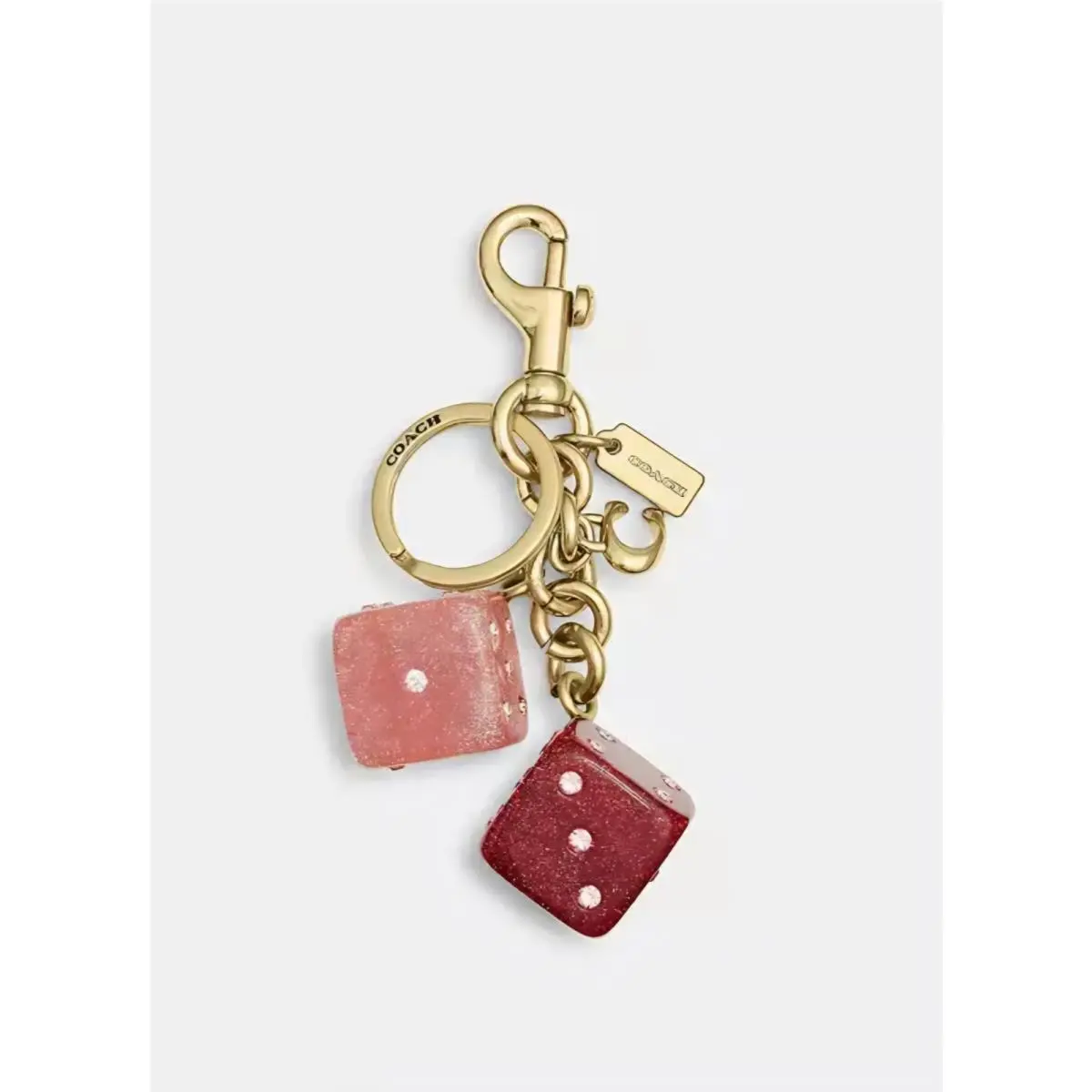 Dice Bag Charm with Dice Key Chain In Gold Pink Multi CEA16 by Coach