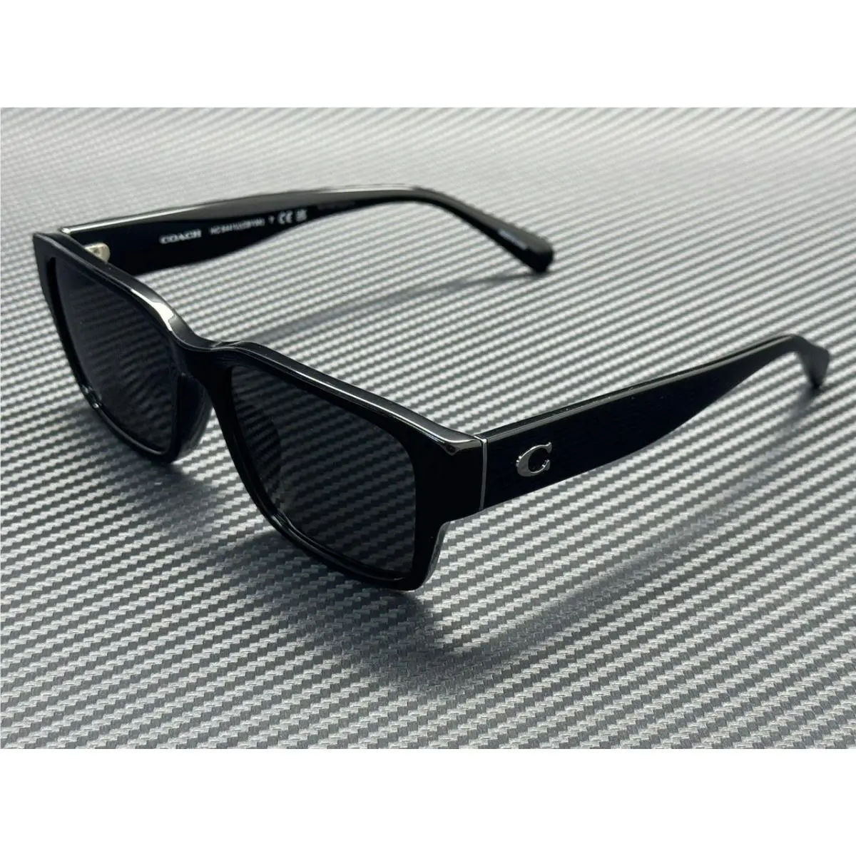 Coach HC8441U 500287 Black Grey Solid Men`s 55 mm Sunglasses