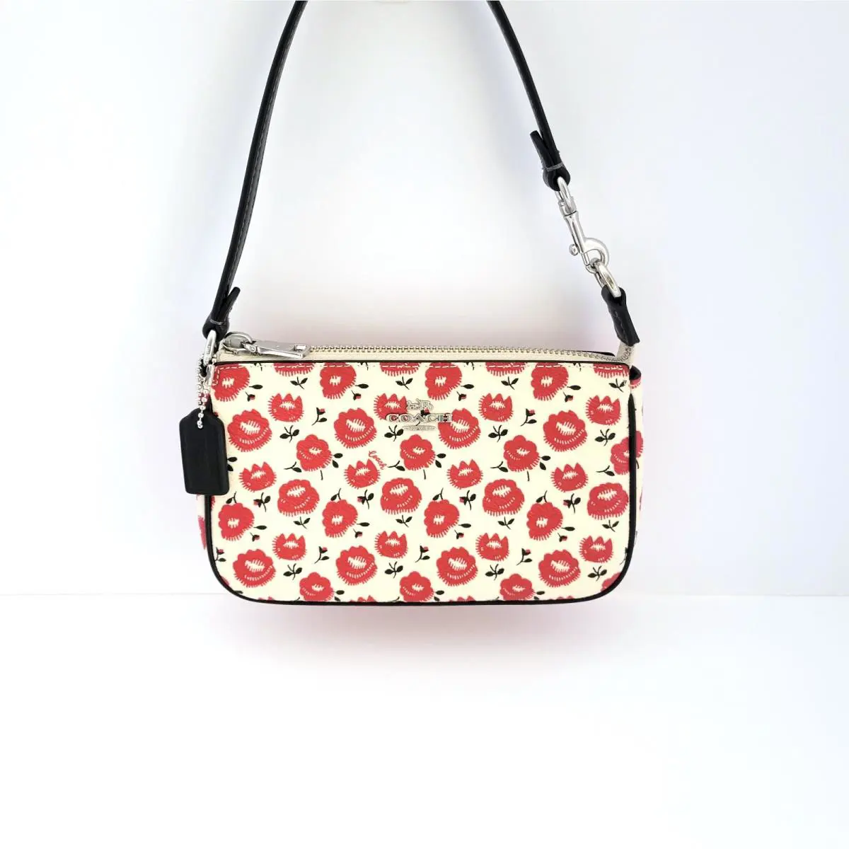Coach CBM74 Nolita 19 Floral Print Small Handbag Clutch Chalk Black