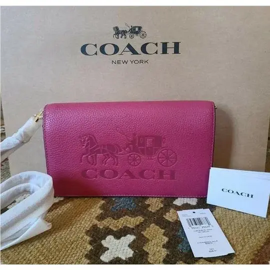 Coach Anna Horse & Carriage Anna Horse Carriage Foldover Crossbody Clutch C5887 Gold/bright Violet