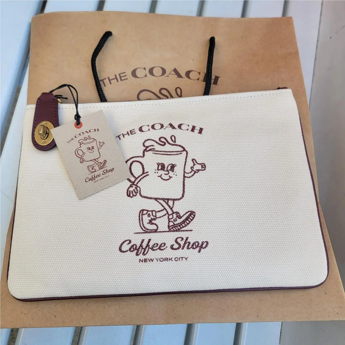 The Coach Coffee Shop Official Pouch Clutch Bag Canvas CS485