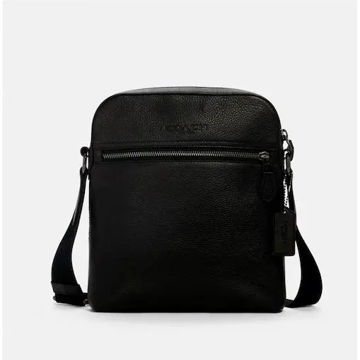 Coach 4011 Houston Flight Pebbled Leather Messenger Bag Black