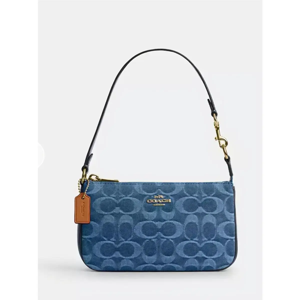 Coach Nolita 19 Bag Signature Denim CDE31 Gold Indigo Wristlet Handbag