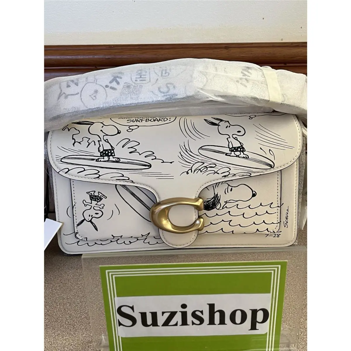 Coach X Peanuts Tabby Shoulder Bag 26 with Newspaper Print Leather CCB04