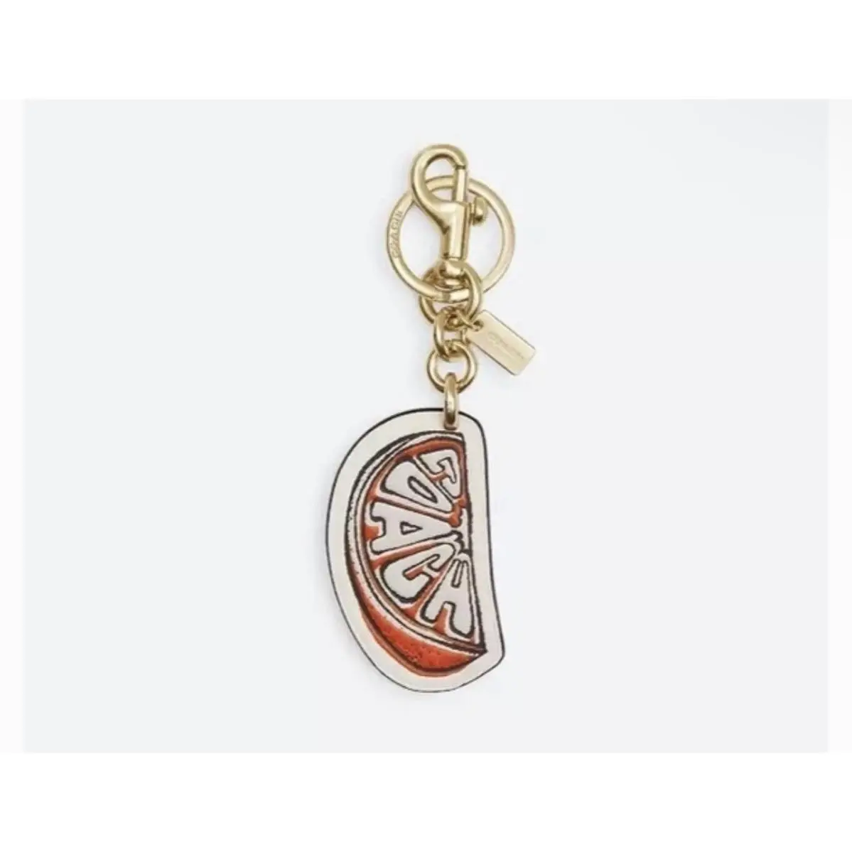 Orange Bag Charm Keychain in Gold/chalk Multi White Smooth Leather by Coach