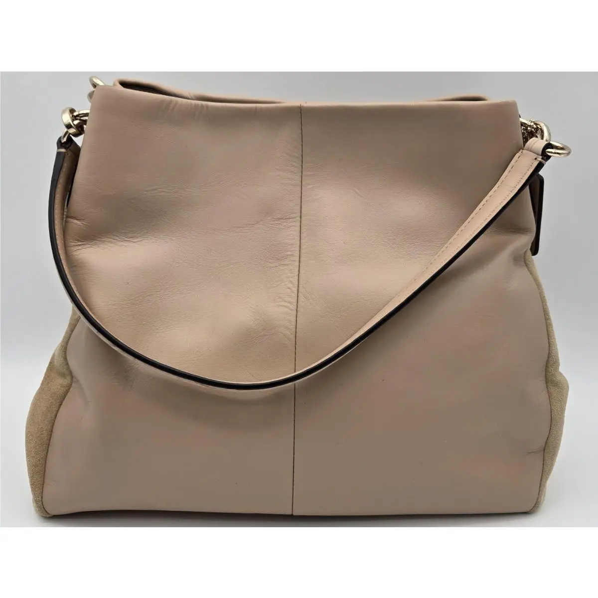 Coach Madison Leather and Suede Pheobe Beechwood Tan Shoulder Bag