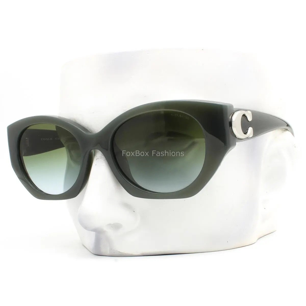 Coach Sunglasses HC 8407U 584017 Milky Moss Green Silver Logo with Case
