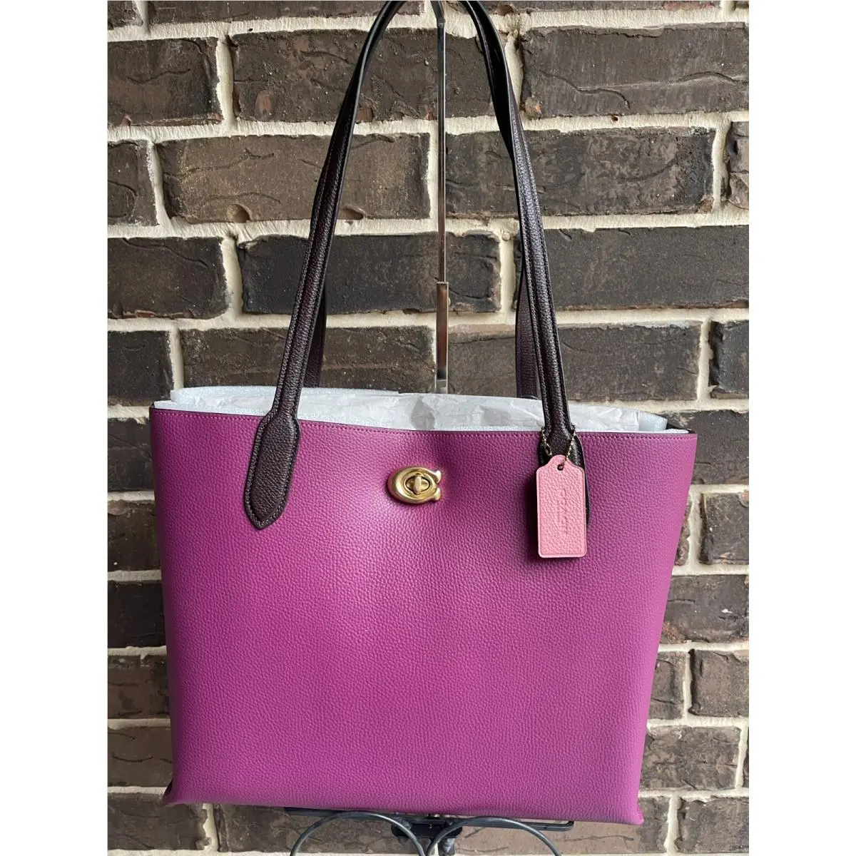 Coach Willow C0692 Deep Plum Multi Leather Tote Large Purple
