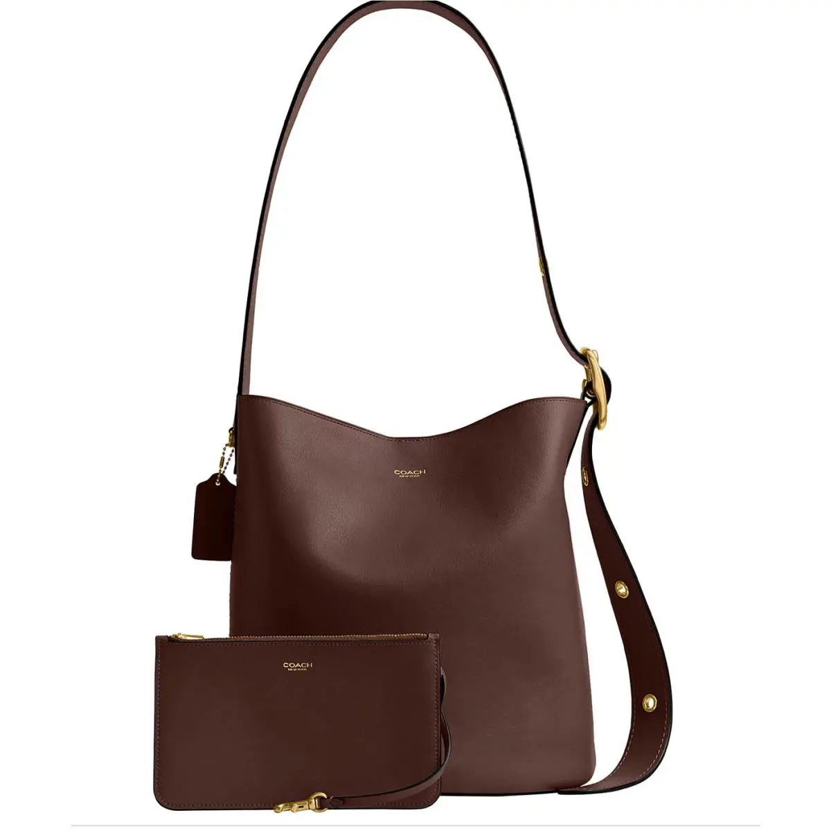 Coach Bleecker Large Leather Bucket Bag Brass/maple