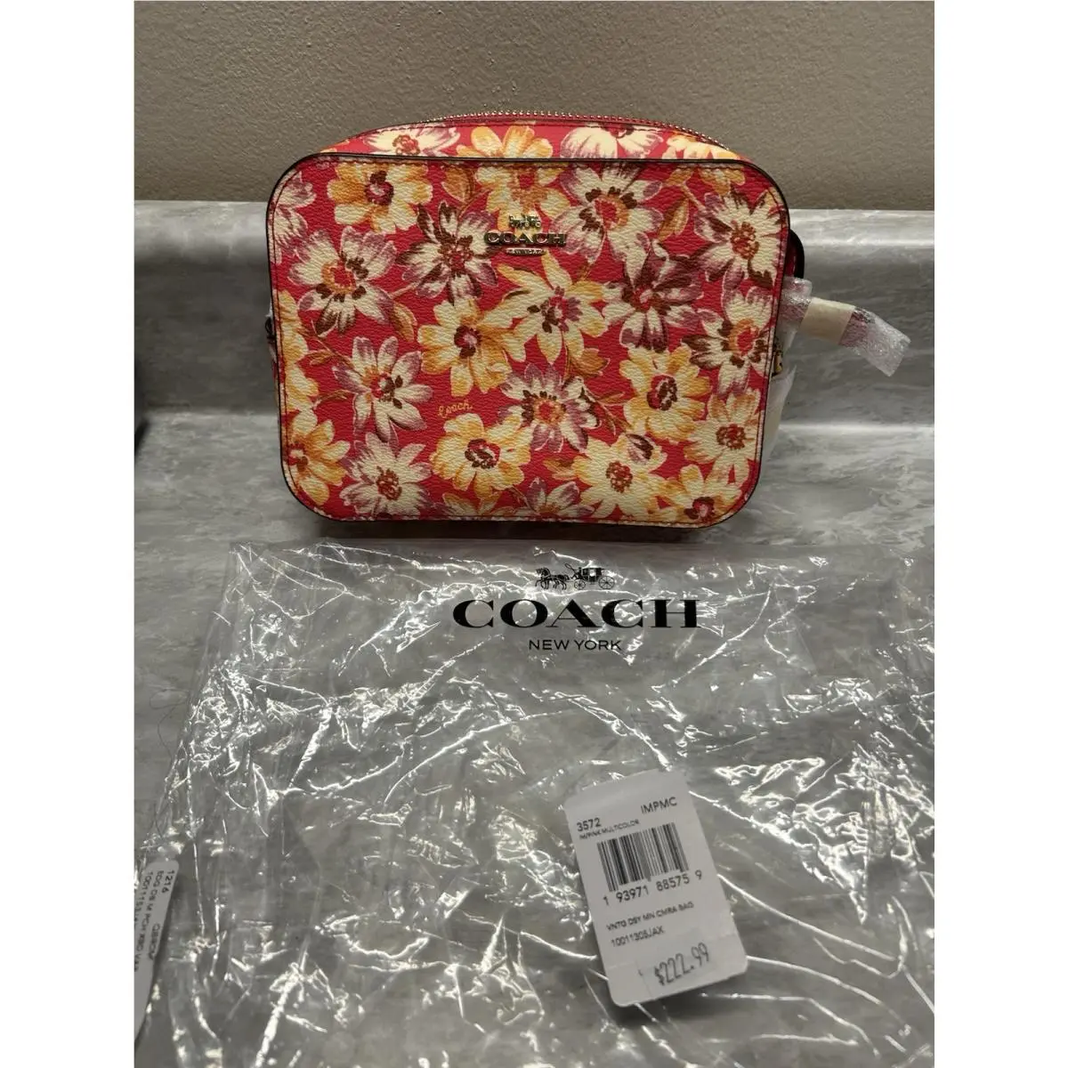 Coach Mini Camera Bag Daisy Floral Print Crossbody Handbag 3572 Pink Multi