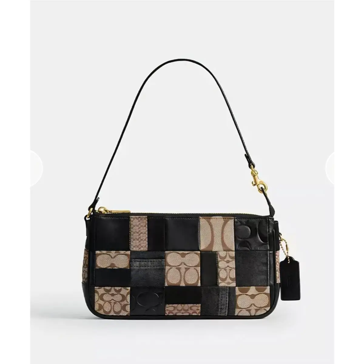 Coach Plaza Bag 25 with Patchwork Brass Black Multi Shoulder Bag CFB85