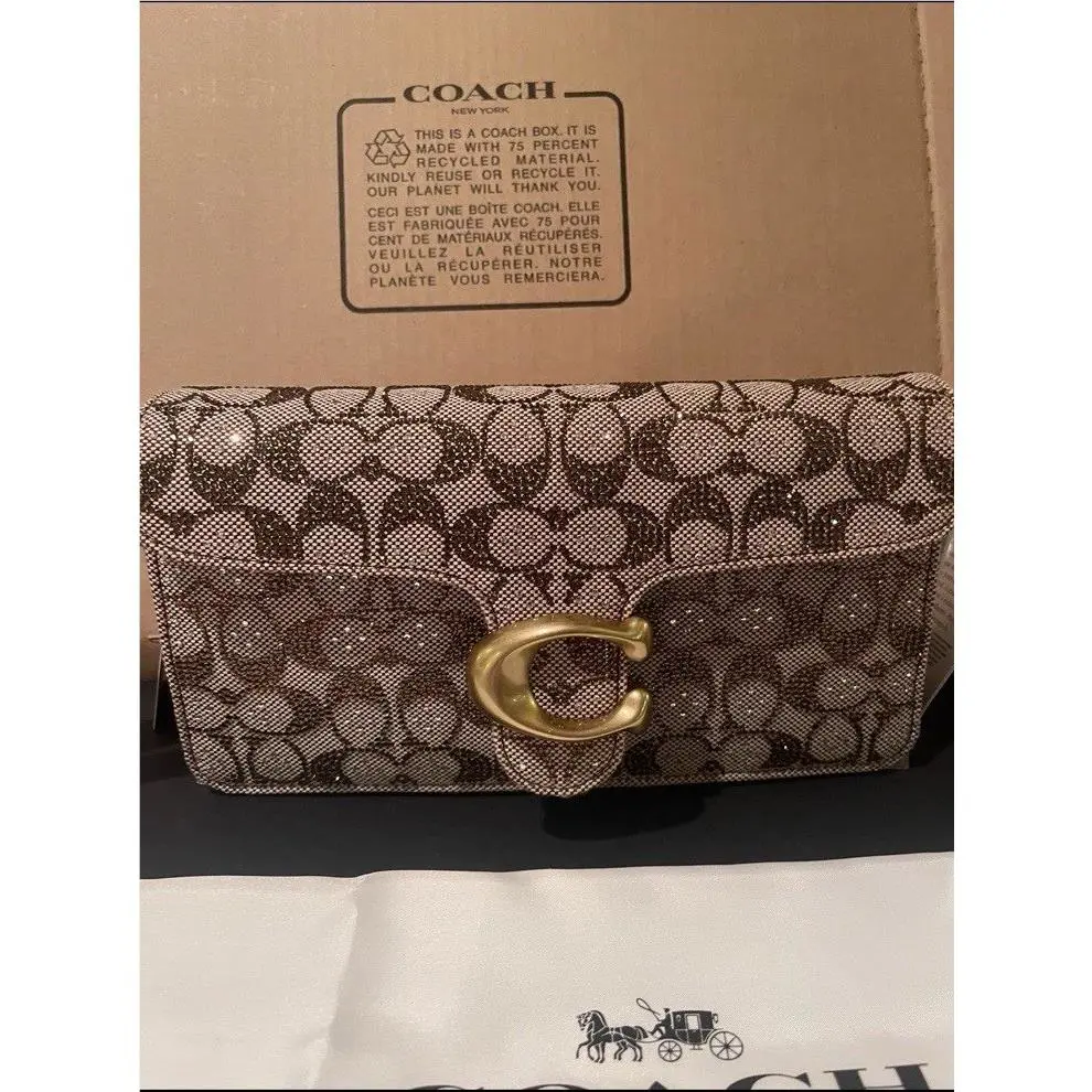 Coach Tabby 26 Signature Crystal Jacquard Shoulder Bag Crossbody Mushroom