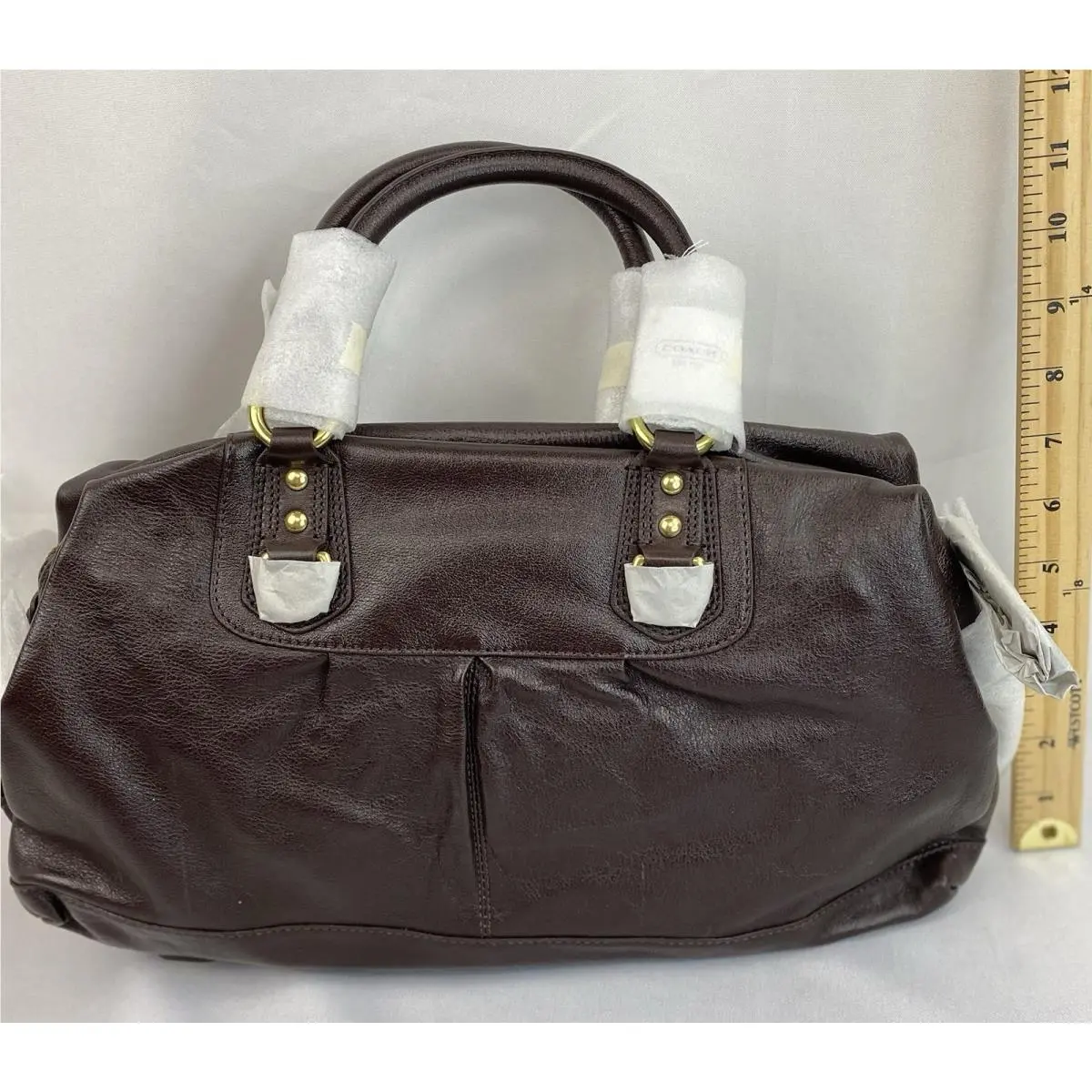 Coach Ashley Leather Y2K Brown Large Satchel Hand Bag Purse F15447