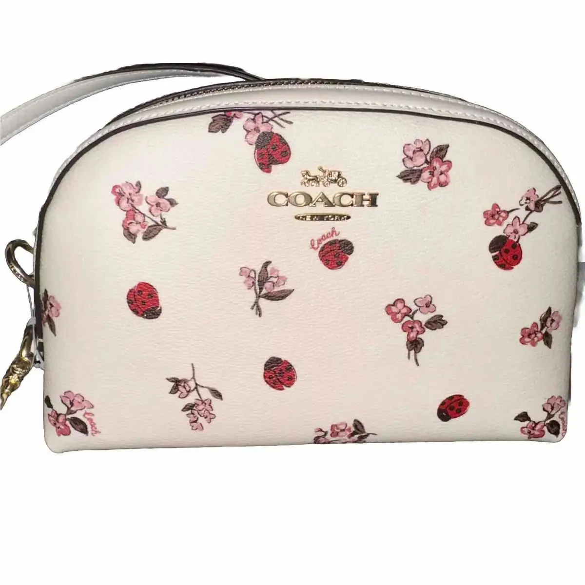 Coach Handbag Madi Crossbody Ladybug Floral Print Gold/chalk Women`s Purse