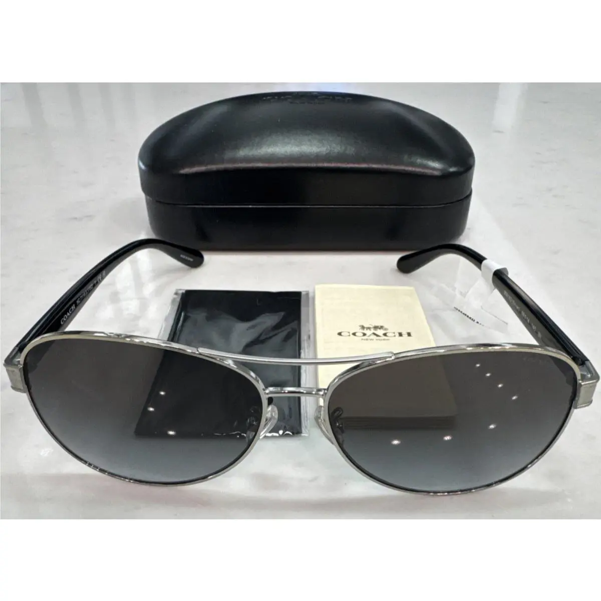 Aviator Men`s Sunglasses 59mm Black Silver UV Protection 59-14 140 by Coach