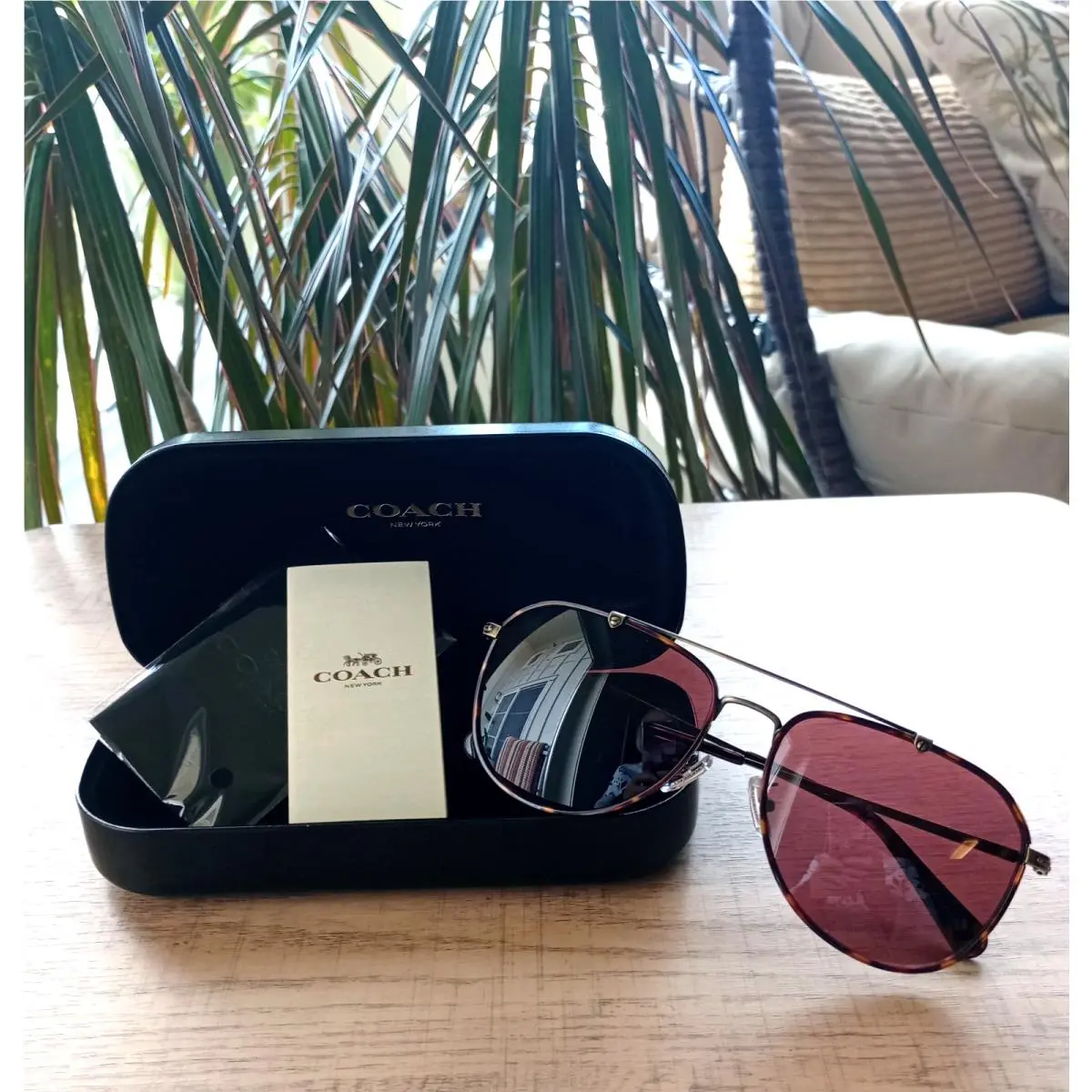 Coach Antique Gold /tortoise Sunglasses Wine Lens 59mm HC7164-933375