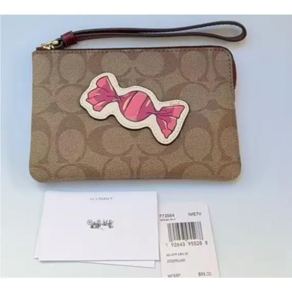Coach Corner Zip Wristlet in Signature Canvas with Motif F73584