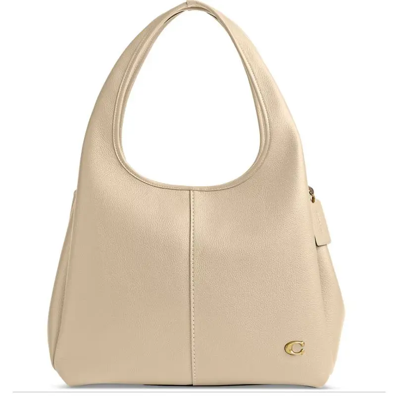 Coach Lana Polished Pebble Leather Shoulder Bag Brass/ivory