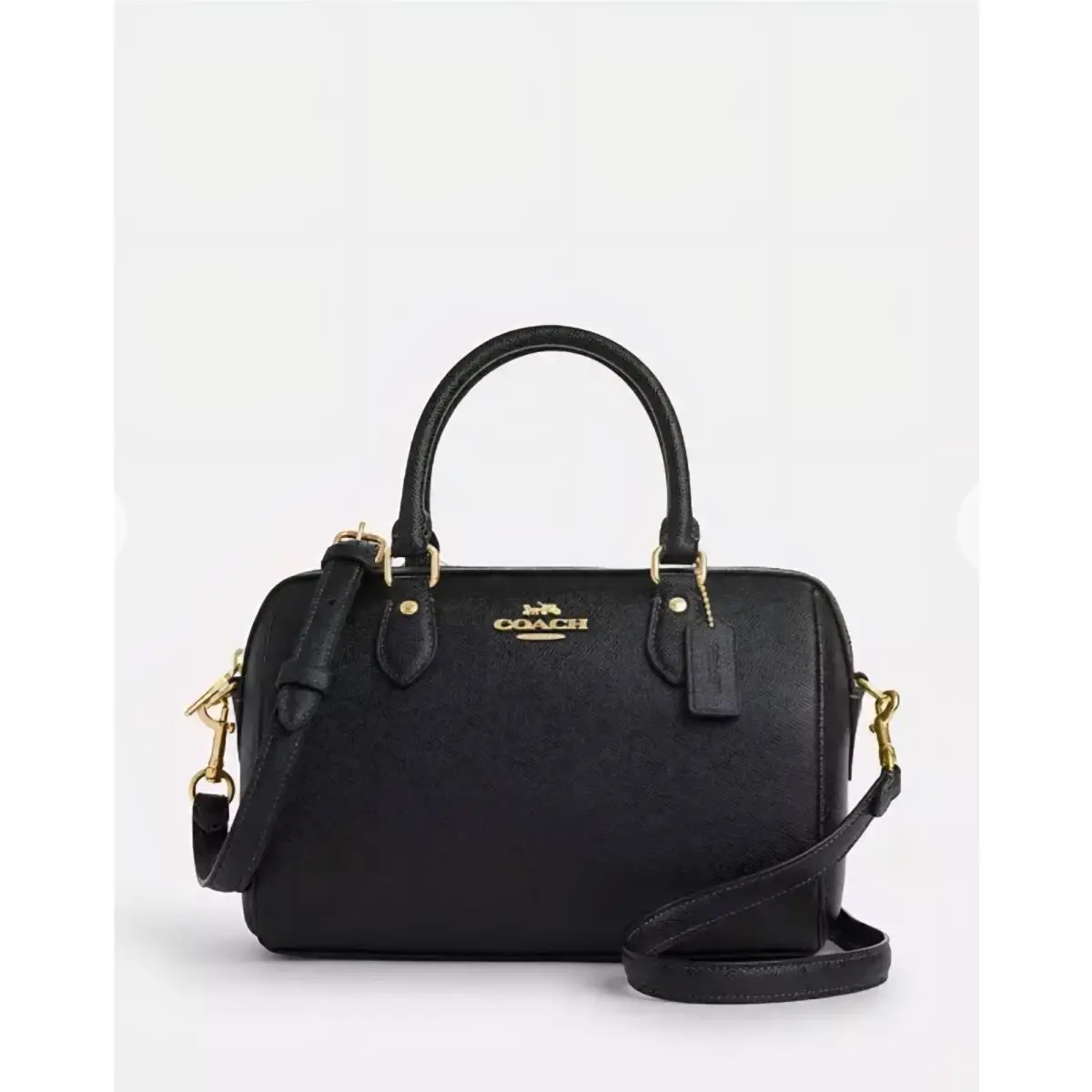 Coach Rowan Satchel Bag in Gold Black Leather Handbag Crossbody Style CV403
