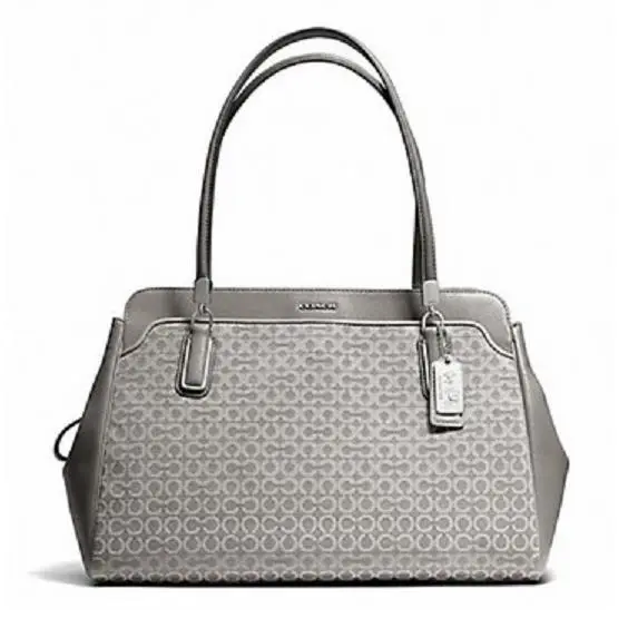 Coach 25213 Madison Needlepoint Kimberly Carryall in Silver/light Grey