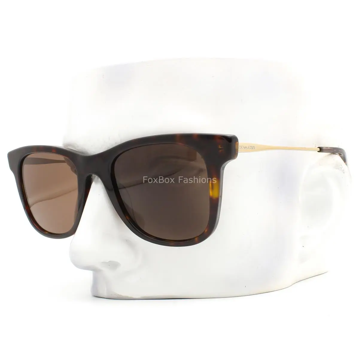 Coach HC 8290 503173 Sunglasses Polished Brown Tortoise Pale Gold W/case