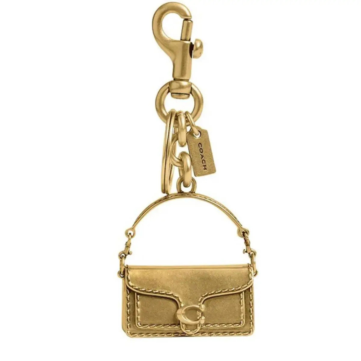 Coach Tabby Bag Charm with Key Chain Keyring in Brass CS246 Gold