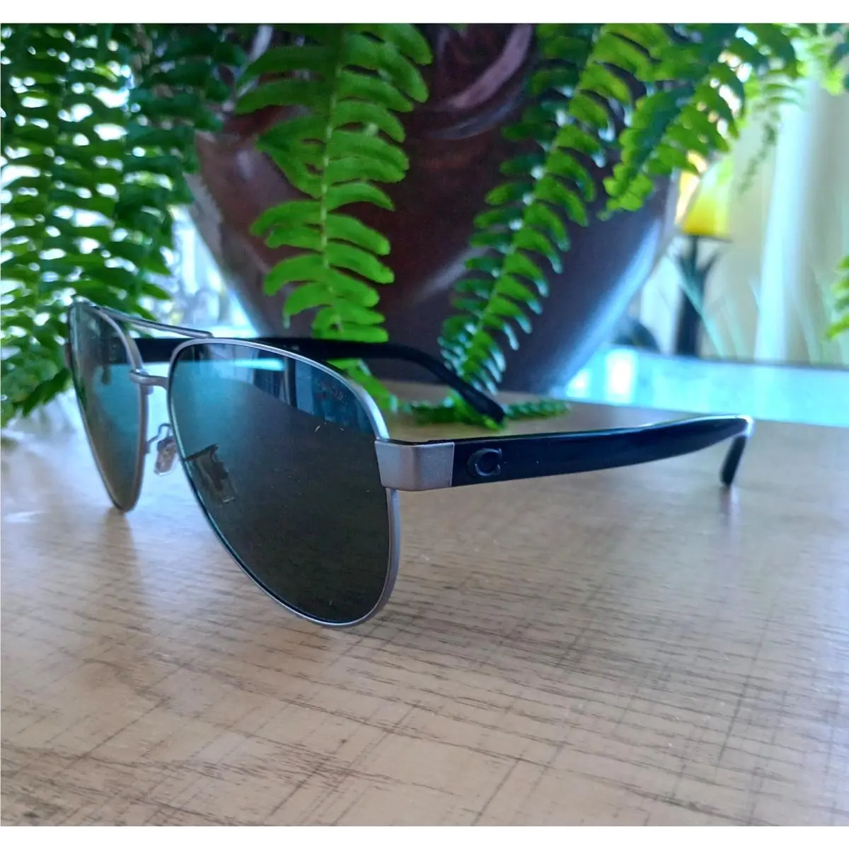 Coach HC 7143 CD467 900471 Aviator Men’s Sunglasses Gunmetal Dk Green Lens 61mm