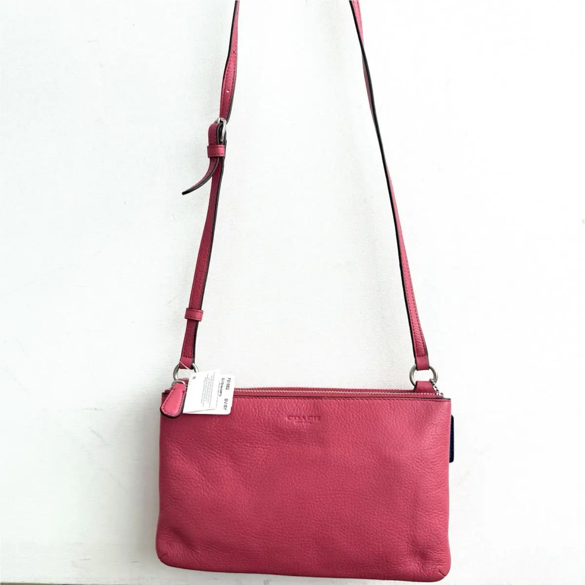 Coach Lyla Double-zip Crossbody Bag Leather Strawberry Pink Purse 51682