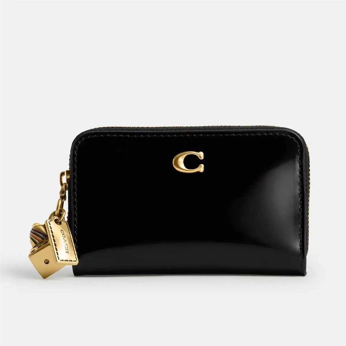 Coach Essential Small Zip Around Wallet with Charms Black Leather