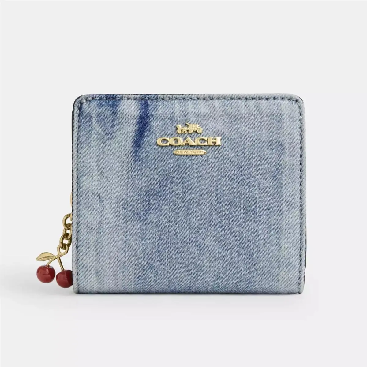 Coach Snap Wallet in Loved Denim with Cherry Charm