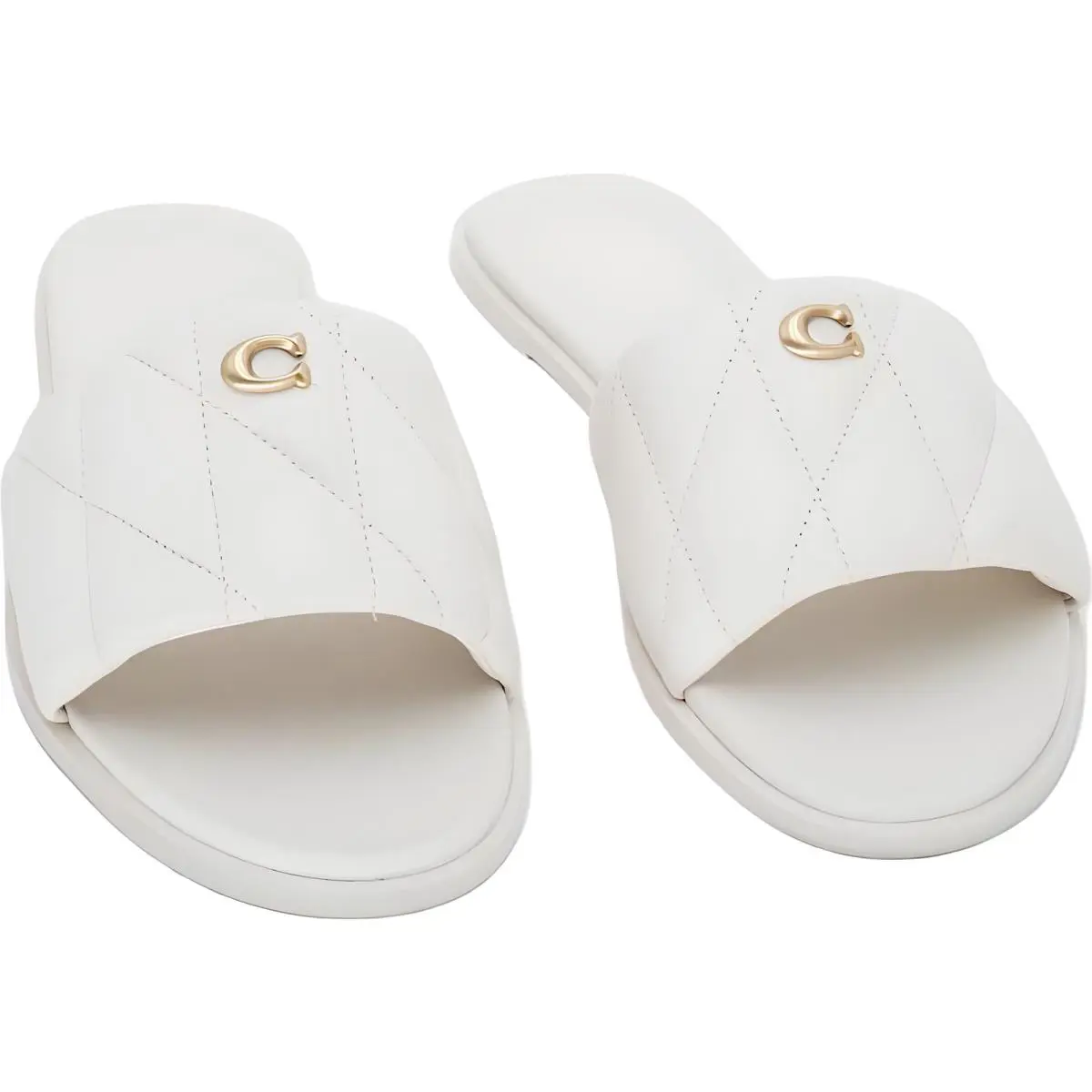 Coach Holly Quilted Puffy Slides Chalk Women 10 M