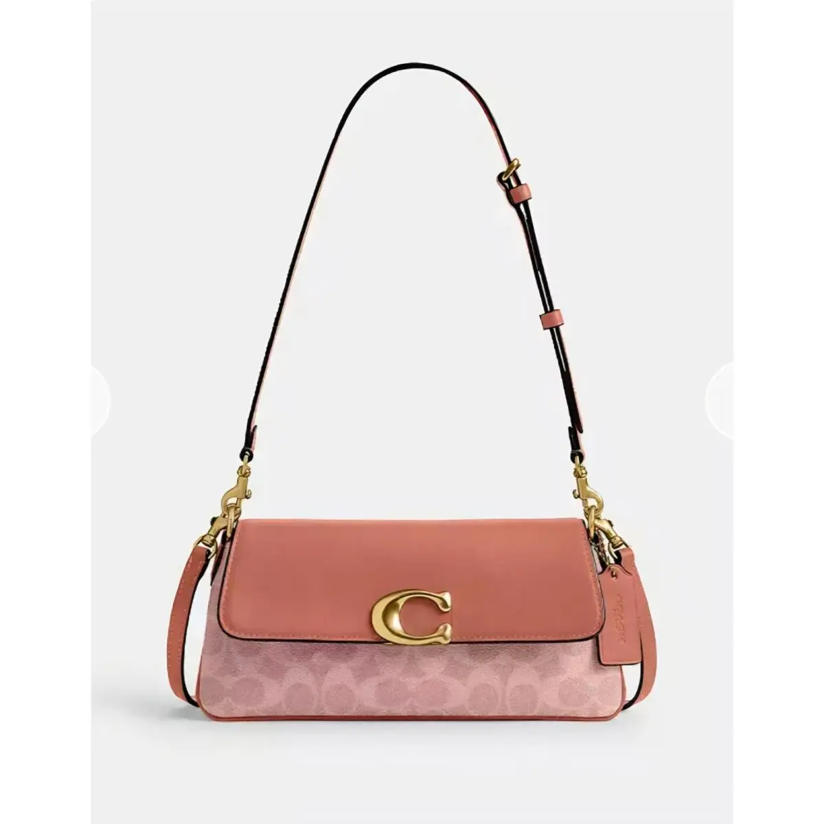 Coach Pink Signature Canvas Leather Shoulder Bag w/ Dust Bag Jet CBA83