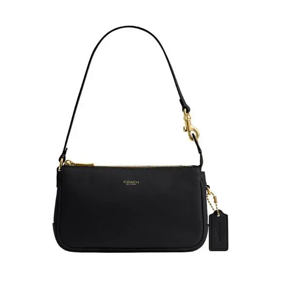 Coach Plaza Bag 18: Compact Natural Grain Leather Shoulder Bag in Black