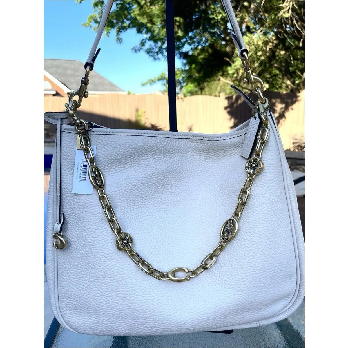 Coach Cary Chalk Soft Pebbled Leather Shoulder Bag W/ Horse Carriage Cha