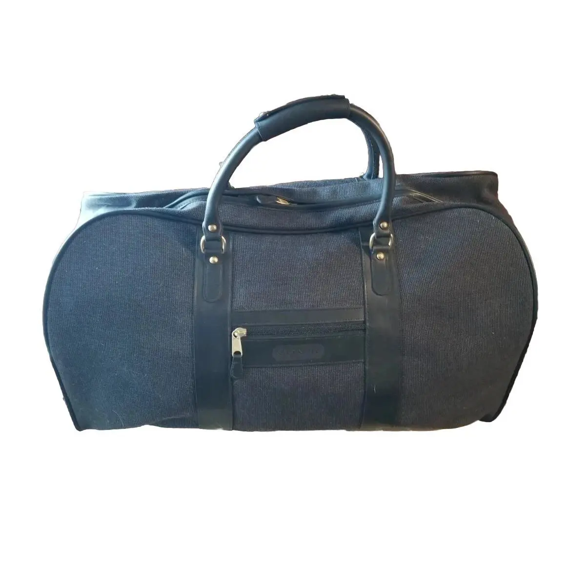 Coach Large Black Leather/canvas Dufflegym Bag 26x12x10 Handleshoulder Strap