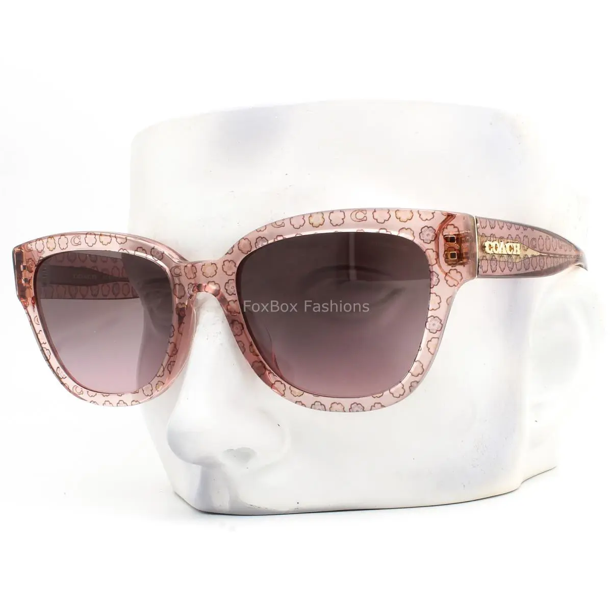 Coach Sunglasses Crystal Pink Gold Gray Pink Gradient HC 8379U 583646 with Case