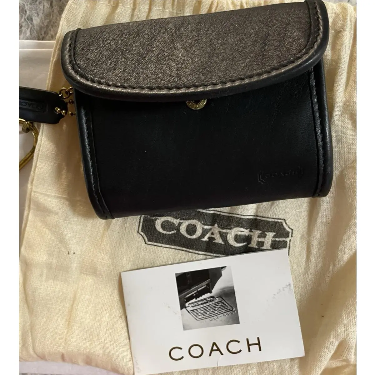 Vintage Coach Black Leather Multi-function Wallet 7219