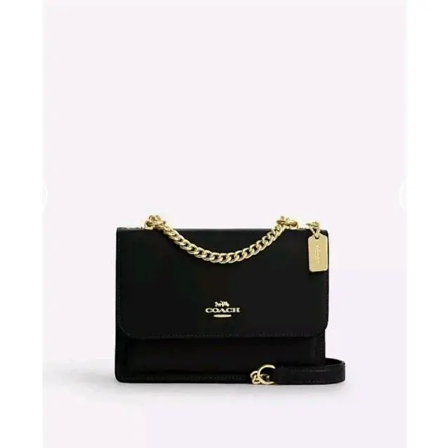 Coach Mini Klare Crossbody Bag Black Gold Chain CBI23 Leather Handbag
