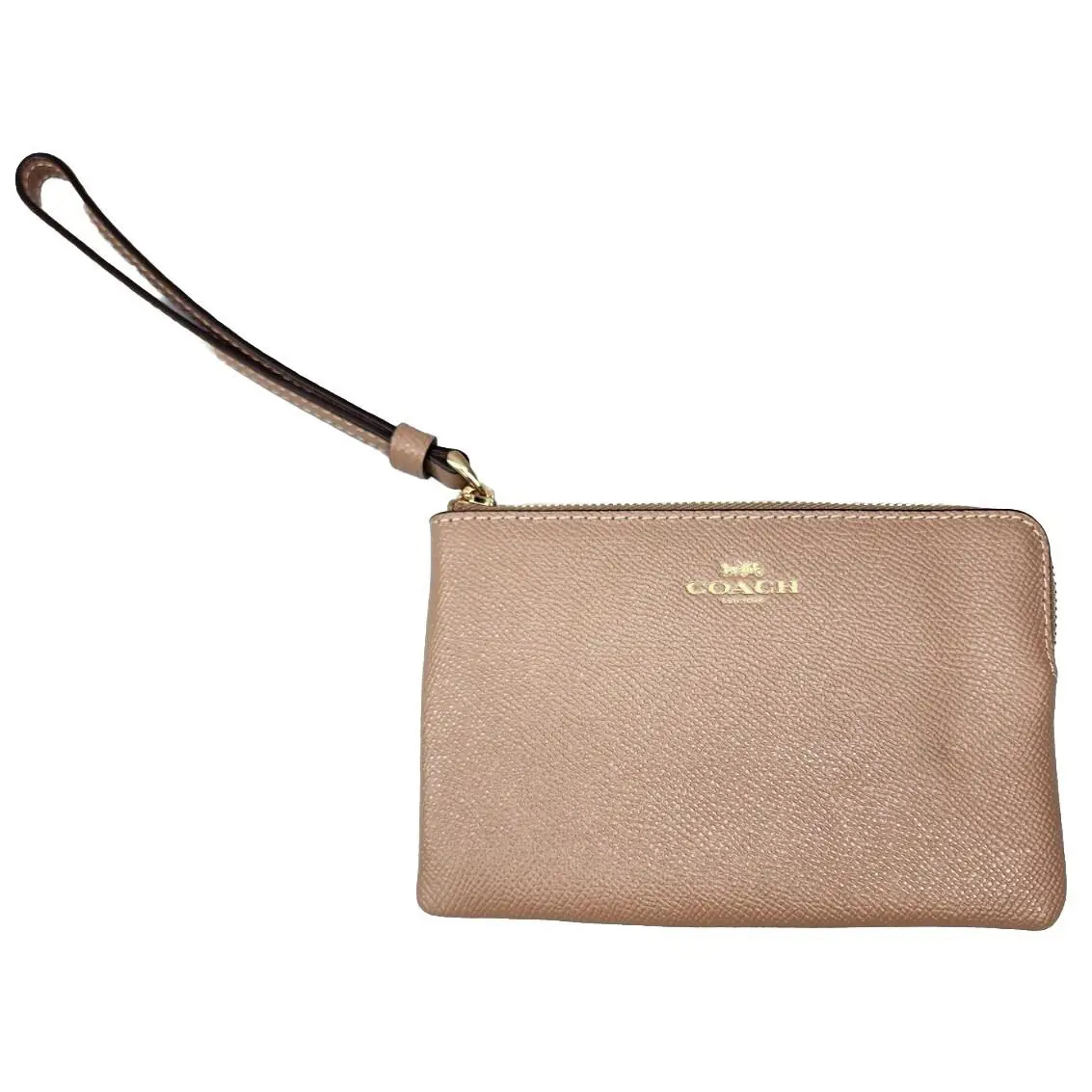Coach Corner Zip Leather Taupe 58032 Wristlet Wallet 6 ×4
