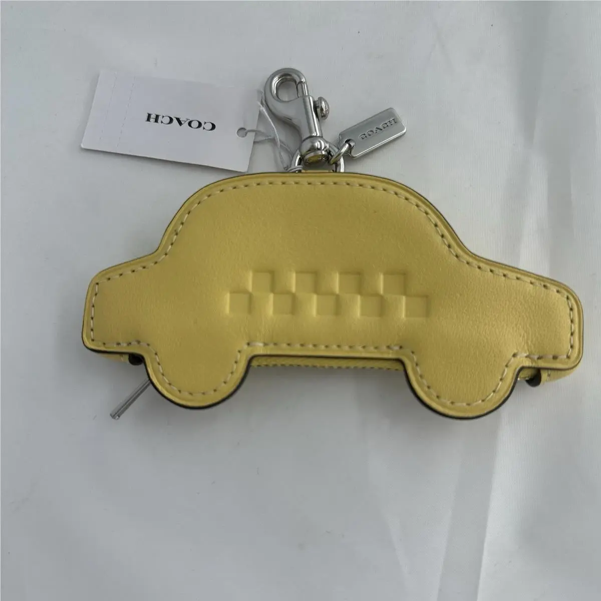 Taxi Bag Charm Smooth Leather Yellow/silver by Coach