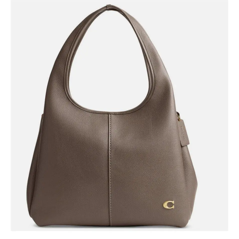 Coach Lana Large Polished Pebble Leather Shoulder Bag Dark Stone