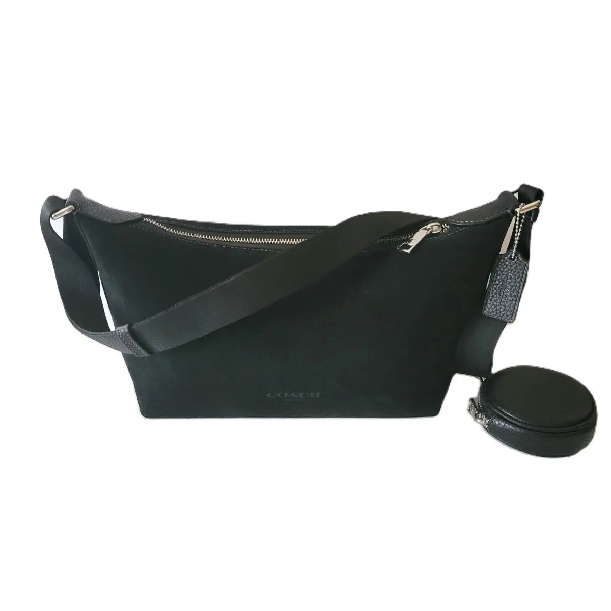 Coach CCD79 Small Finn Suede Crossbody Bag Pouch Coin Case Black