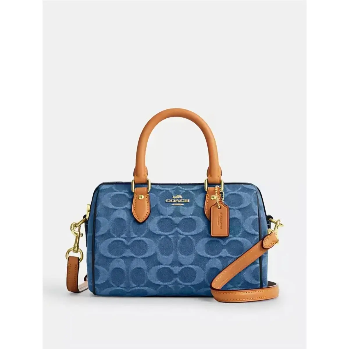 Coach Mini Rowan Crossbody Bag Signature Denim Logo Handbag CDQ36