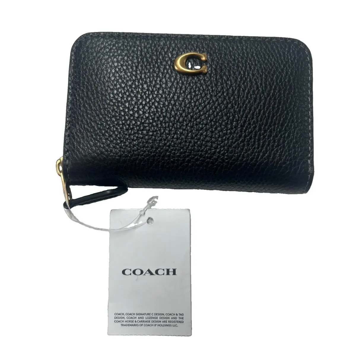 Coach CCD82 Essential Small Zip Around Wallet w Three Charms Leather Black