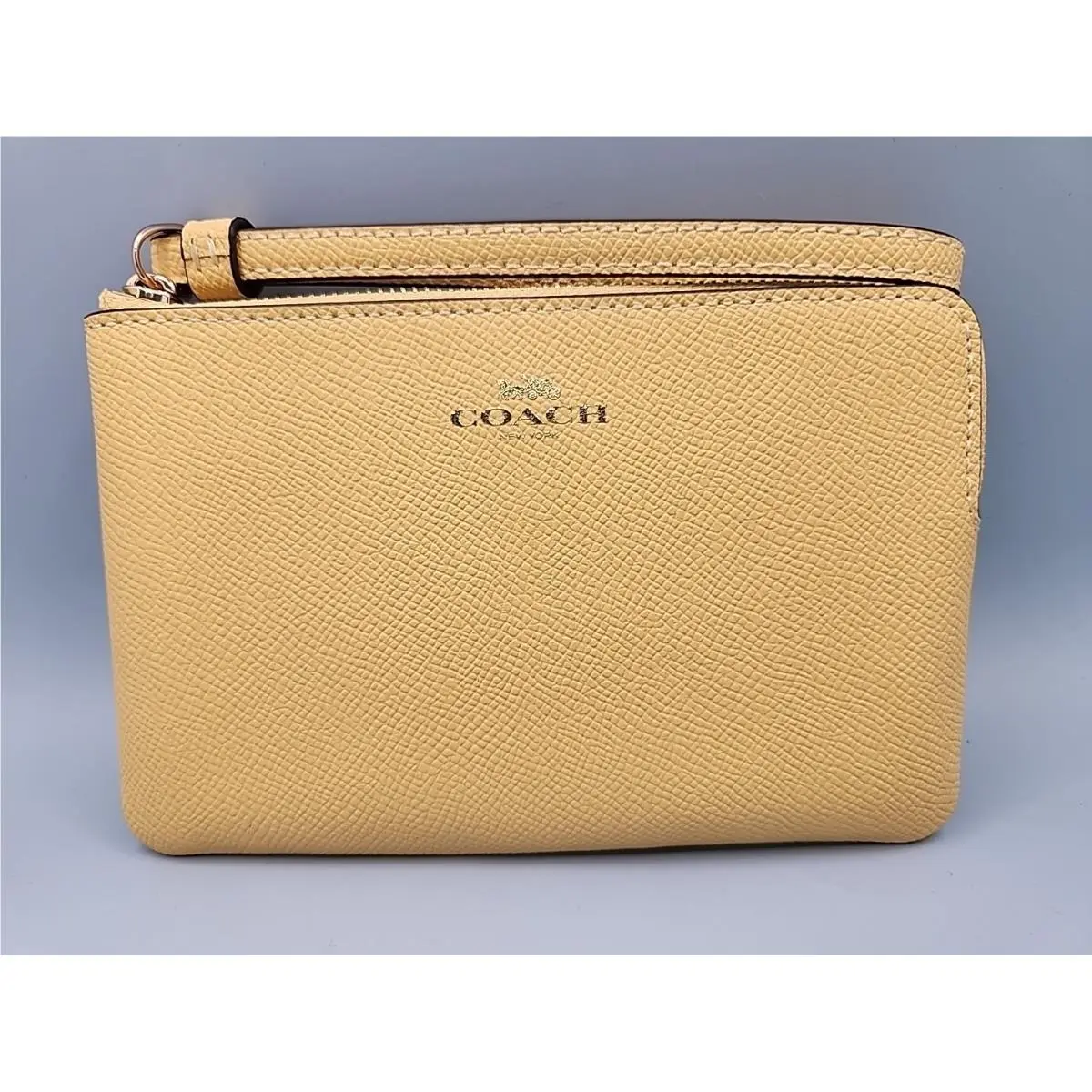 Coach Corner Zip Wristlet in Yellow CV396