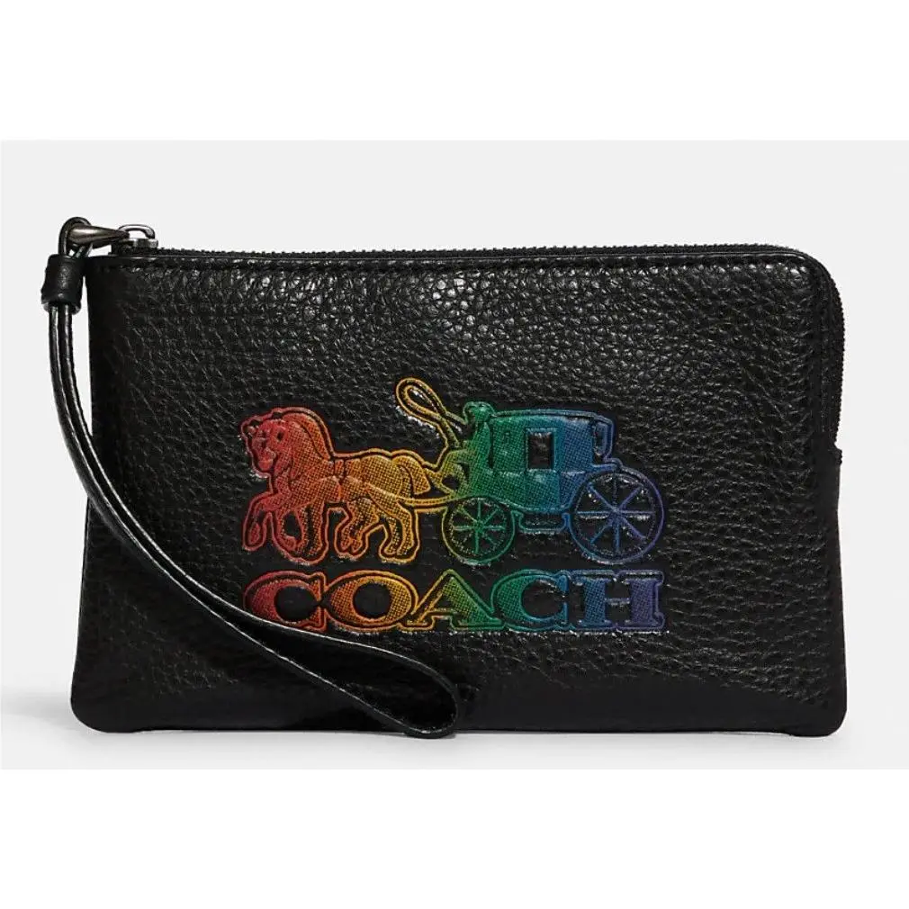 Coach Leather Horse Carriage Corner Zip Wristlet Bag Manufacture Packaging