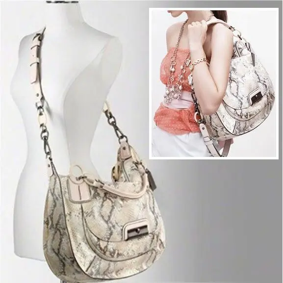 Coach Pinnacle Embossed Python Leather Satchel Shoulder Bag Purse